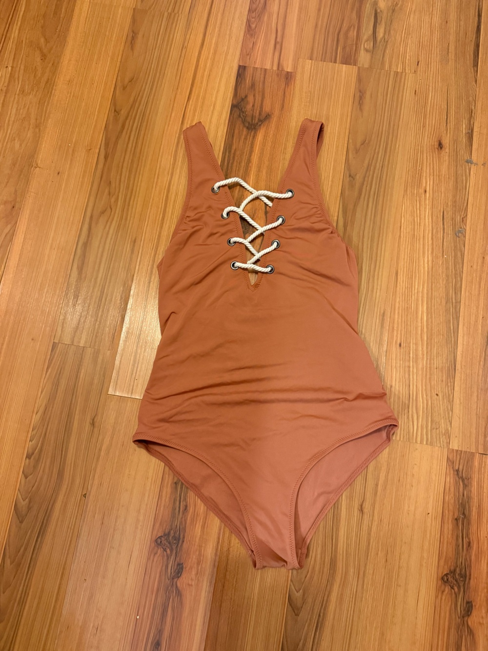 H&M Rust Lace-Up One-Piece Swimsuit - Terracotta